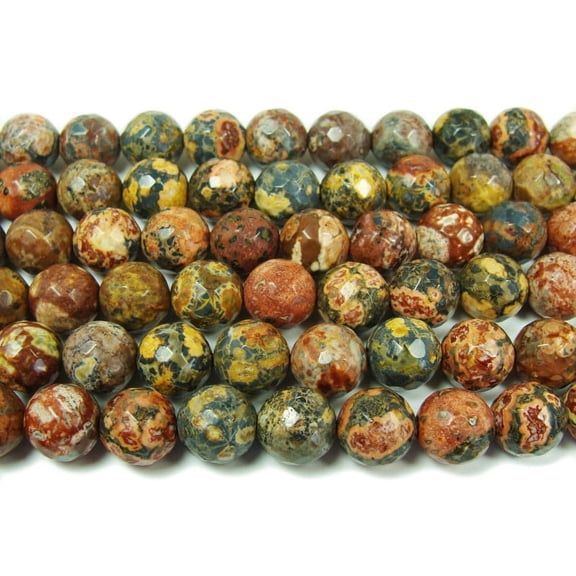 10mm Red Leopard Skin Jasper Faceted Round Beads Genuine Gemstone Natural Jewelry Making