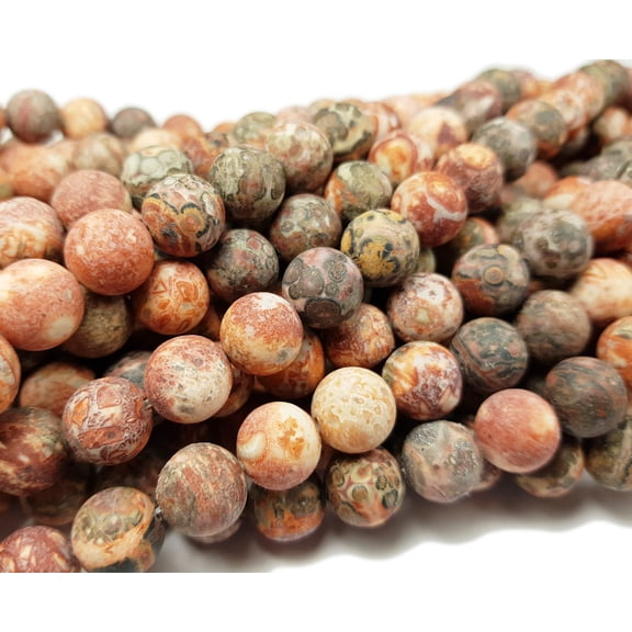 10mm Red Leopard Skin Jasper Matte Round Beads Genuine Gemstone Natural Jewelry Making