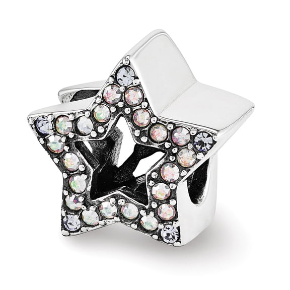 Sterling Silver Reflections Crystal Star Bead