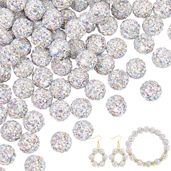 10mm Rhinestone Clay Beads AB Crystal Pave Disco Beads Ball Polymer Clay Beads 100pcs Round Beads Crystal Beads