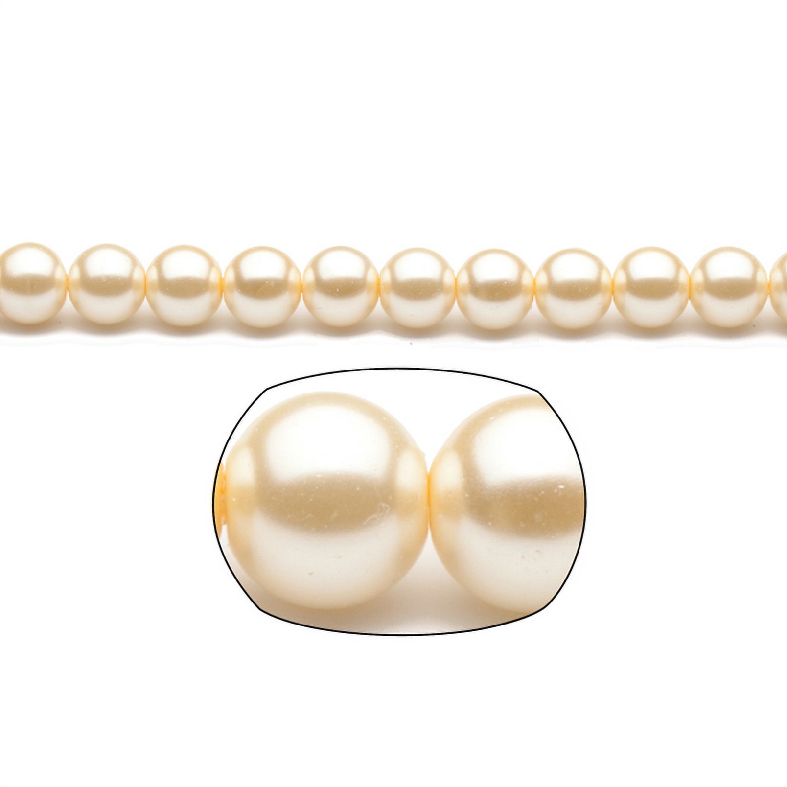 10mm Round Cream-Tone Champagne Glass Pearls 2x32Inch Stings /168-Bead Count - image 1 of 1