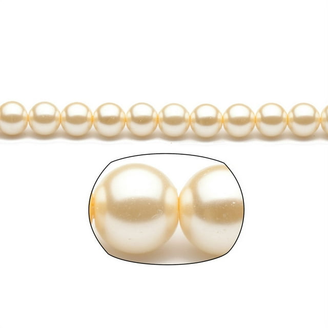10mm Round Cream-Tone Champagne Glass Pearls 2x32Inch Stings /168-Bead Count
