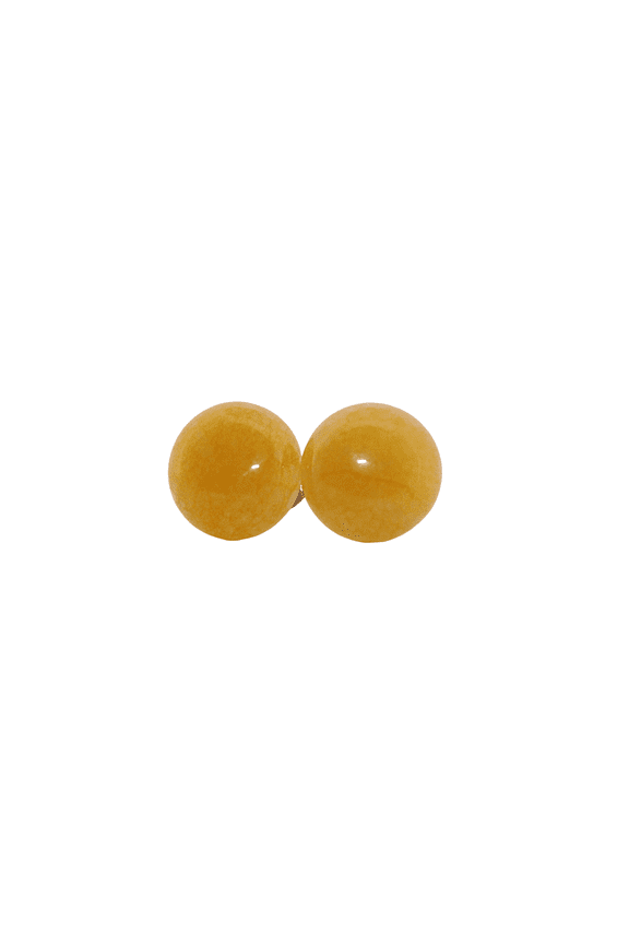 10mm Round Yellow Jade Silver Stud Earrings 352