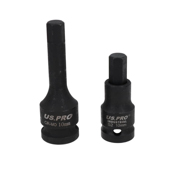 10mm Short (53mm) + Long (78mm) Impacted Hex Allen key Sockets 1/2" Drive