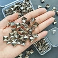 thumbnail image 1 of 10mm Square Pyramid Silver Punk Rock Jewelry Craft 4-Prong Metal Studs, Suitable For DIY Leather Rivet Nails, Bags, Clothes, Shoes Metal Square Rivets, 1 of 5