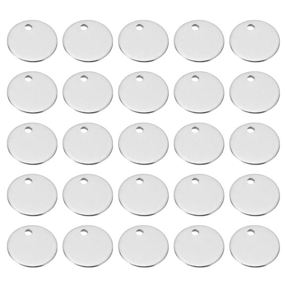 10mm Steel Disc, 200pcs Round Metal Stamping Blanks Tags Circle Metal Plate DIY for Laser Engraving Stamping, Silvery