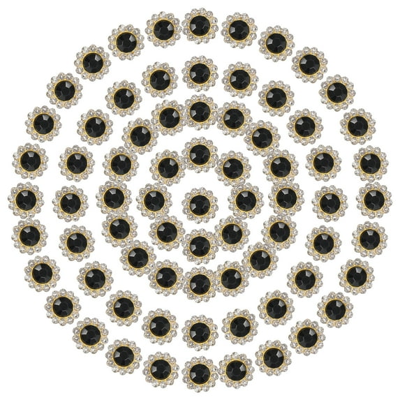 10mm Sunflower Diamond Sew on Rhinestones, 150 Pcs Rhinestone Sequin Embellishments Crystal Glass Metal Base for Bedazzling, Black