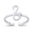 thumbnail image 1 of 10mm- SwanToe Band Ring 925 Sterling Silver Thin Adjustable Stylish Rings for Women, 1 of 5