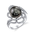 thumbnail image 1 of 10mm Tahitian South Sea Cultured Pearl & Diamond Annabelle Ring in 18K Gold, 1 of 7