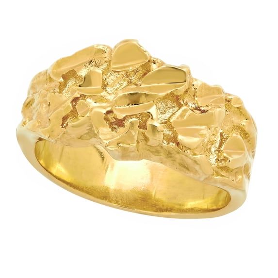 10mm Textured 14k Yellow Gold Plated Nugget Ring, Size 7 + Gift Box