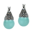 thumbnail image 1 of 10mm Turquoise  & Pyrite Studded Crown Sterling Silver Dangle Earrings, 1 of 4