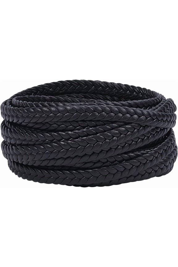 10mm Wide Flat Leather Cord 5m PU Leather String Black Leather Strap Strips 3mm Thick Leatherette Threads Rope for Bracelet Anklets Bolo Tie Necklace Jewelry Making DIY Crafts