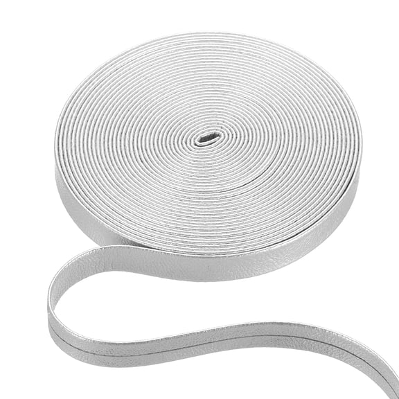 10mm Wide Flat Leather Cord String Leather Trimming Tape, Silver