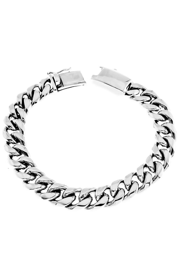 10mm Wide Heavy Curb Chain Bali Handmade 925 Sterling Silver Bracelet, 7-9"