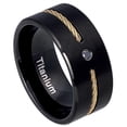 thumbnail image 1 of 10mm Yellow Gold IP Plated Stainless Steel Rope Inlay Wedding Band Ring For Men Or Ladies, 1 of 7