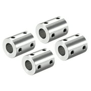 10mm to 10mm Bore Rigid Coupling 25mm Length 20mm Diameter Aluminum Alloy Shaft Coupler Connectors Silver 4pcs