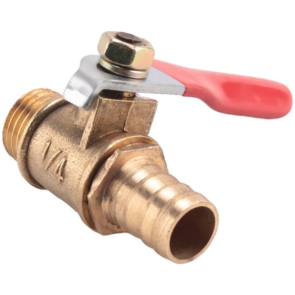 10mm x 1/4 inch PT Male Thread Full Port Lever Handle Hose Barb Brass Ball Valve y3894