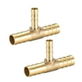 thumbnail image 1 of 10mm x 6mm x 10mm Brass Hose Reducer Barb Fitting Tee T-Shaped 3 Way Barbed Connector Air Water Fuel Gas 2 pcs. 10mm x 6mm x 10mm, 1 of 3
