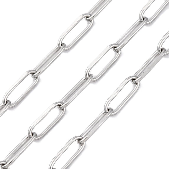 10ms 304 Stainless Steel Paperclip Chains Soldered Stainless Steel color 14x4x1mm