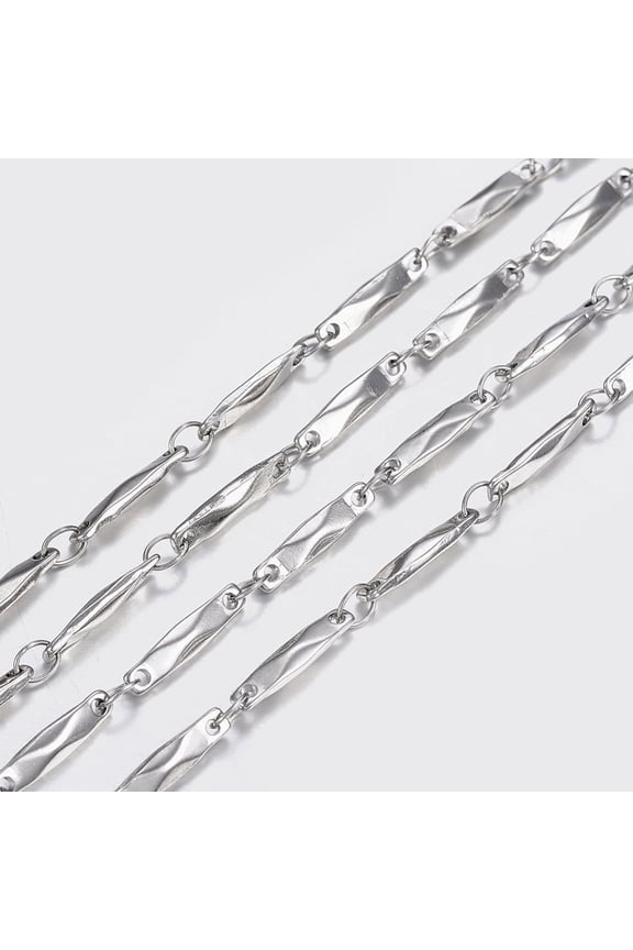 10ms Tarnish Resistant 304 Stainless Steel Chains Bar Link Chains Soldered Stainless Steel color 11x2.5x2mm