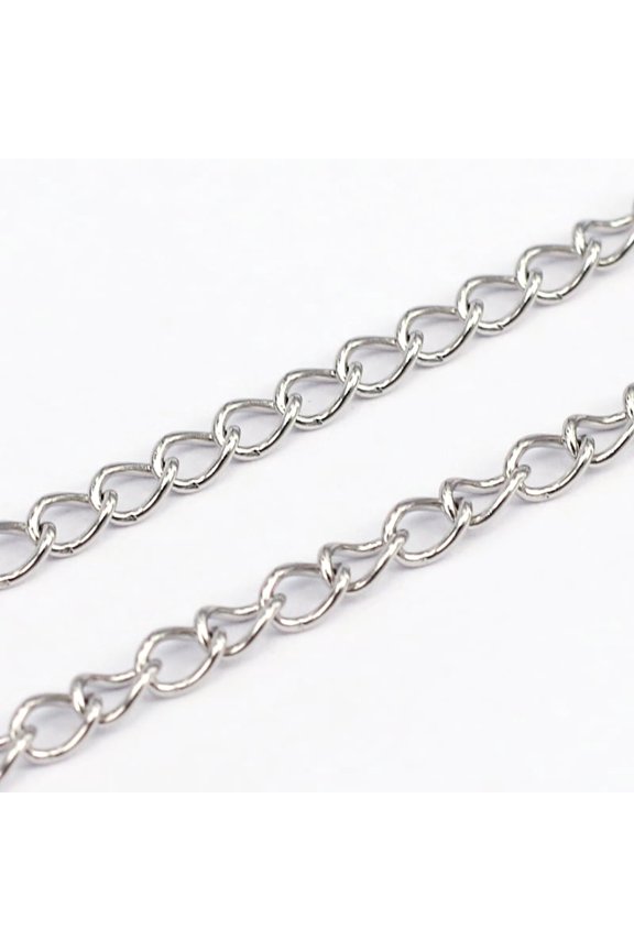 10ms Tarnish Resistant 304 Stainless Steel Curb Chains Soldered Stainless Steel color 4x3x0.6mm