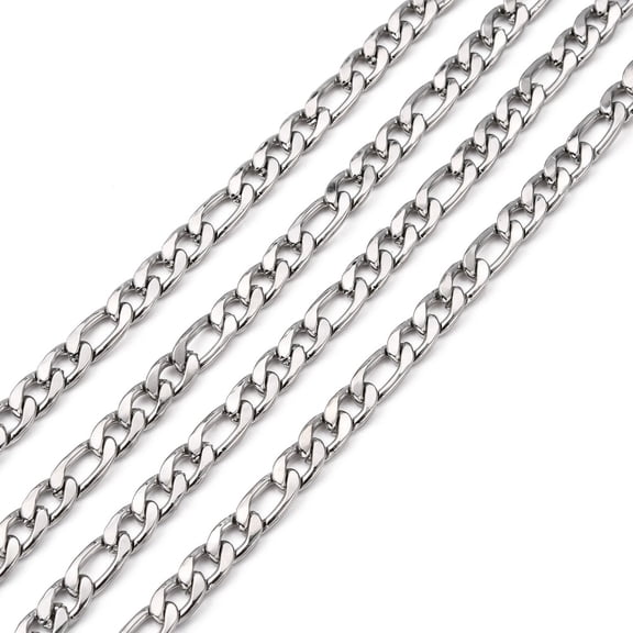10ms Tarnish Resistant 304 Stainless Steel Mother-Son Chains Stainless Steel color 10~14x7mm