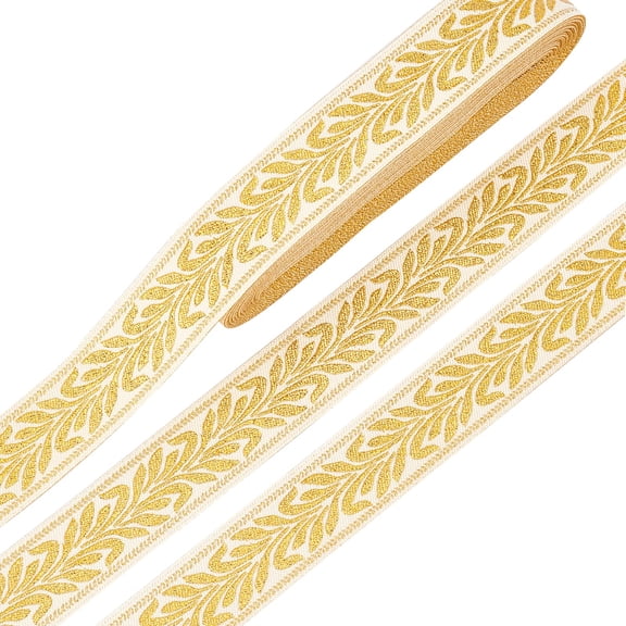 10ms golden Edge Woven Braid Trim Ethnic Ribbon Embroidery Jacquard Trim Vintage Flowers Straps Crafts for Sewing Handmade bag Curtain Slipcover Clothing Decoration (393.7" 1")