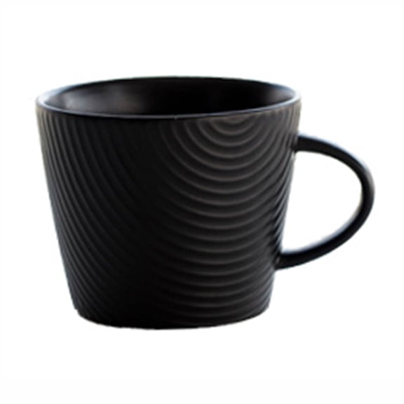 10oz Black Ceramic Mug Simple Design for Coffee Tea Milk Daily Use