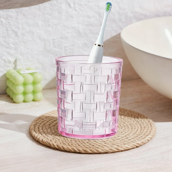 10oz Clear Glass Cups with Heavy Base - Whiskey Tumblers, Crackle Textured Design - Suitable for Juice, Beer, Cocktails, Soda & More - Pink