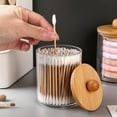 thumbnail image 1 of 10oz Clear Plastic Q-Tip Dispenser - Cotton Ball, Swab & Round Pad Storage Jar, Floss Organizer, Bathroom Canister with Bamboo Lid, Transparent, Suitable for Bathroom, Vanity, 1pc, 1 of 6