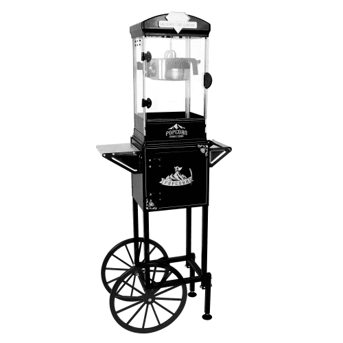 10oz Commercial Popcorn Machine, Movie Theater Style Popcorn Maker with Cart, Electric Popper with Detachable Kettle and Wheels, for Home and Commercial Use