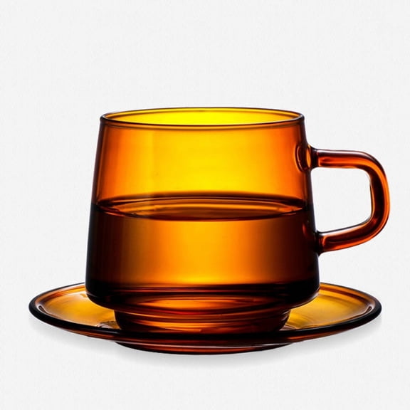10oz Glass Coffee Mugs Set of 2 Stackable High Borosilicate Tea Cups with Insulated Handle