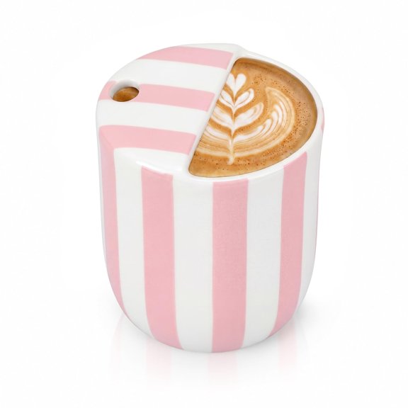 10oz Hand Painted Striped Ceramic Travel Coffee Mug Heat Resistant Non Slip With Sip Lid Light Blue Gift For Coffee Lovers