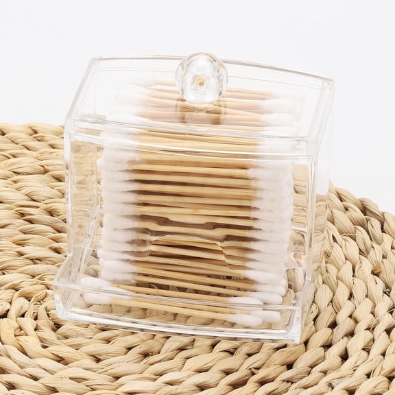 10oz Holder Dispenser Big Clear Bathroom Organizer Accessories Decor for Storage-Qtips Cotton Ball Holder Apothecary Jars, Cotton Swabs, Floss Container