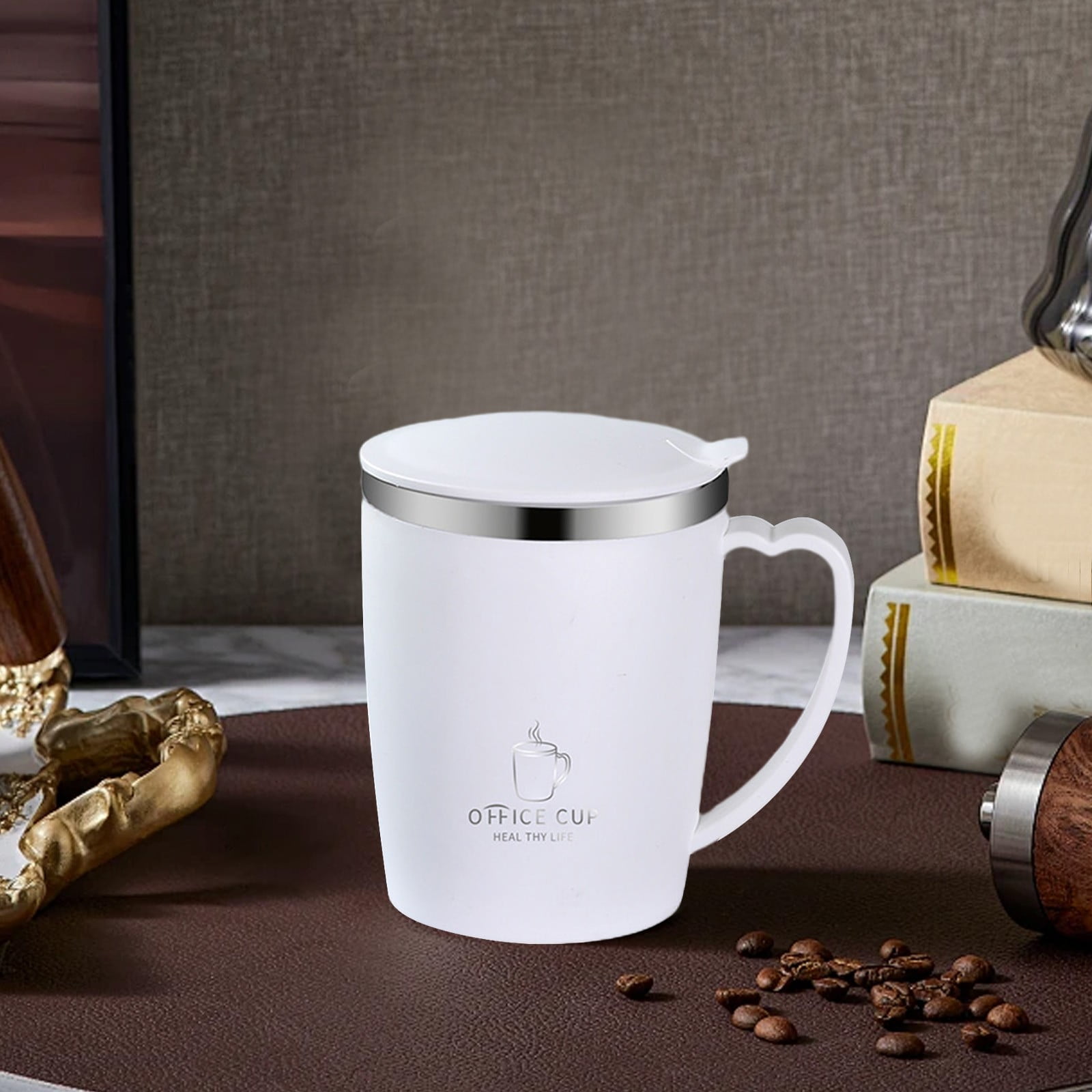 10oz Insulated Coffee Mug With Lid,Stainless Steel Coffee Cup,Double Wall  Vacuum Coffee Tumbler With HAndle,Premium Thermal Travel Coffee Mug -  Walmart.com