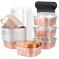thumbnail image 1 of 10oz Mini Cake Tins With Lids 40 Pack, Aluminum Foil Small Baking Pans Disposable Large Brownie Baking Cups,4”x4” Small Bread Muffin Containers Holders For Party-Champagne, 1 of 7