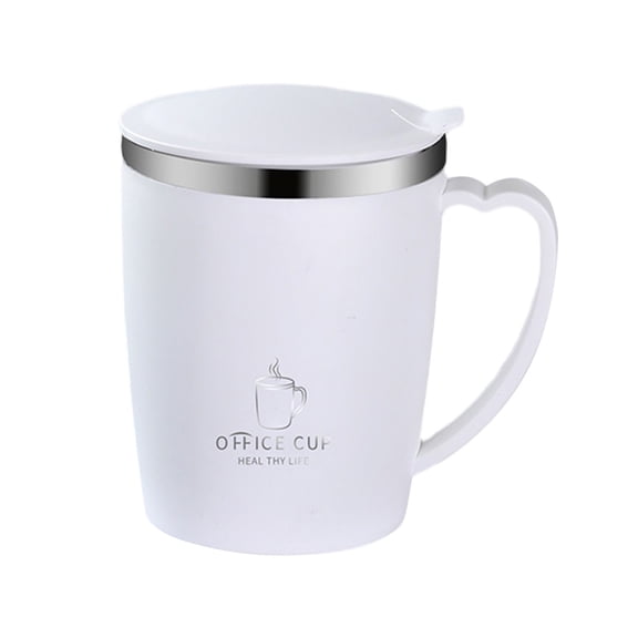 10oz Plastic Coffee Mug with Sealed Lid Thermal Insulated Tumbler Comfortable Handle for Office Commute Hot Cold Drin