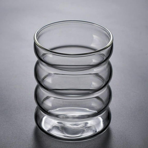 10oz Premium Drinking Glasses, Clear & Colorful Tumbler Cups,Wavy Coffee Mug, Perfect for Gifts - BPA Free - Dishwasher Safe