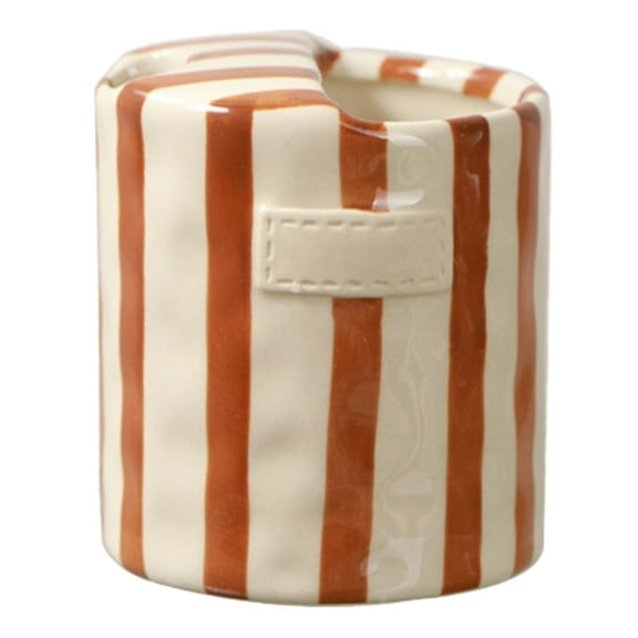 10oz Retro Striped Hand-Painted Ceramic Mark Hand-Held Cup Heat-Resistant Non- Double-Enjoy Cup for Milk Coffee Juice Latte Hot Cold Drinks Valentine's Day Mother's Day,Brown