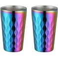 thumbnail image 1 of 10oz Stainless Steel Cup Set, 2Pcs Double Wall Metal Cup，Vacuum Stackable Insulated Portable Drinking Tumblers Unbreakable Glasses，for Home Outdoor Restaurant(Rainbow Color), 1 of 13