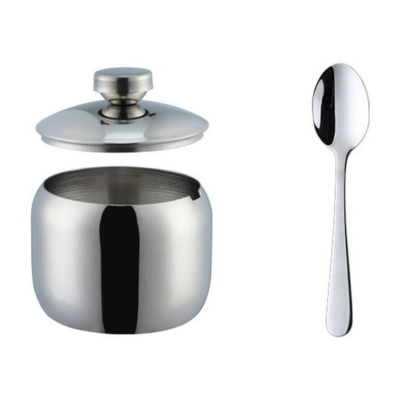 10oz Stainless Steel Jar with Glass Lid - Dishwasher Safe, Spoon Slot, Gold Design for Seasoning and Coffee