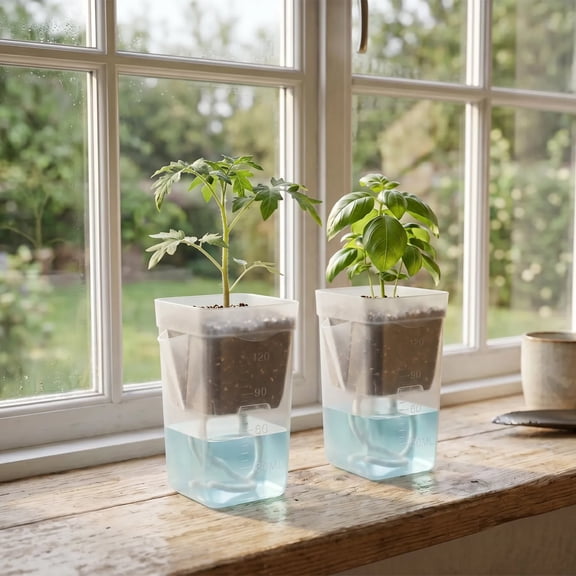 10pack 3 Inch Self Watering Pot White Plastic Plant Pots with Water Level Window and Water Absorbing Ropes Indoor Nursery Pots for Seedlings Cuttings Herbs African Violet