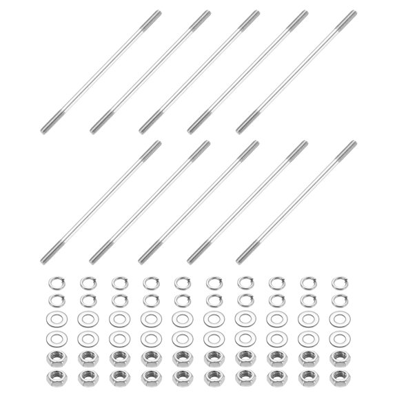 10pack M4x100mm Double End Threaded Stud Screw Bolt with Nuts and Washers