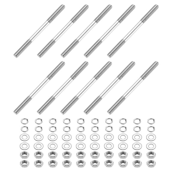 10pack M4x55mm Double End Threaded Stud Screw Bolt with Nuts and Washers