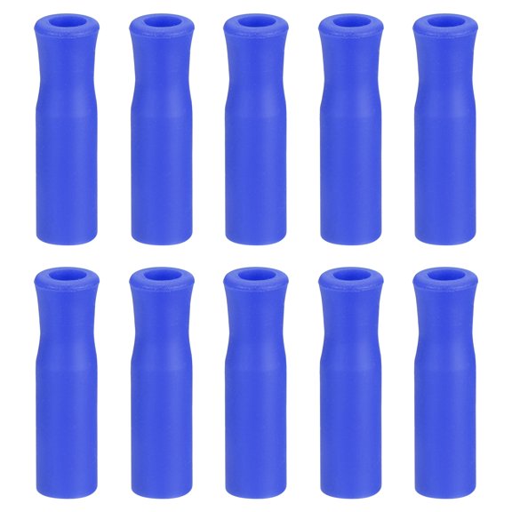 10pack Silicone Straw Tips, Soft Reusable Straws Tips Fit for 1/4 Inch(6mm) OD Stainless Steel Straws, Blue