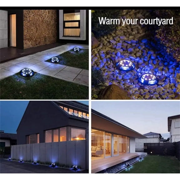 10packSolar Ground Light 12 LED Outdoor Disk Lighting Landscape Yard Garden Lawn
