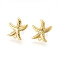 thumbnail image 1 of 10pairs Brass Stud Earring Findings with Plastic Ear Nuts and Loop Long-Lasting Plated Starfish/Sea Stars Golden 18x17x2mm Hole: 1.2mm Pin: 0.7mm, 1 of 2