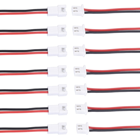 10pairs JST-XH 2.54mm 1S 2 Pin Balance Plug Lead Socket Male and Female Connector with 22awg 10cm Silicone Wire Cables