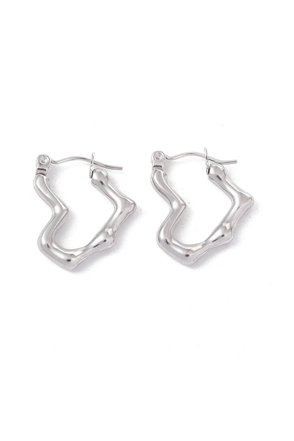 10pairs Non-Tarnish 304 Stainless Steel Heart Hoop Earrings for Women Stainless Steel color 21.5x17.5x3mm Pin: 0.6mm
