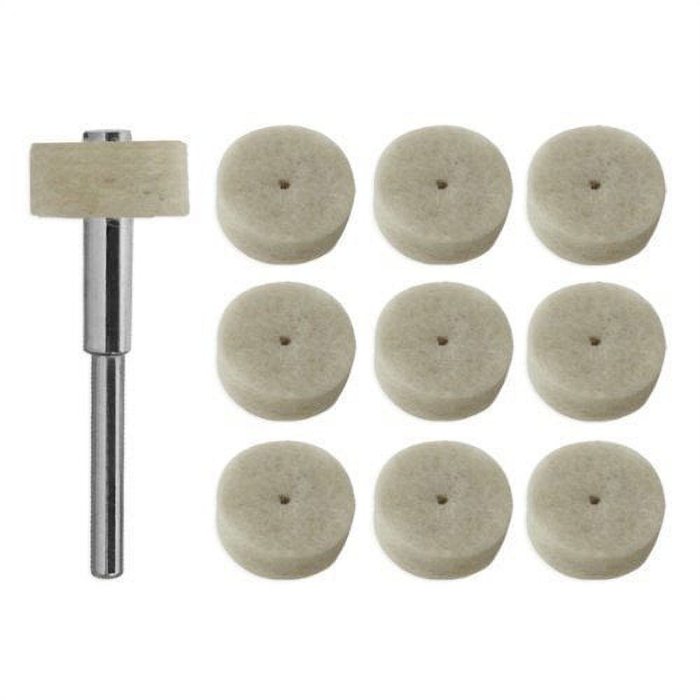 10pc 1/2" Felt Wool Polishing Wheels with Mandrel Fits Dremel